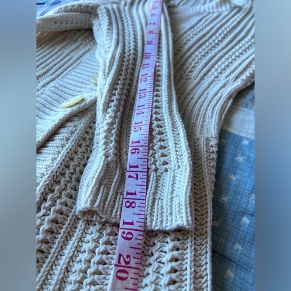 Vintage Y2K Eddie Bauer Womens Cream Knit Cottagecore Cabincore Cardigan Medium - Picture 11 of 13